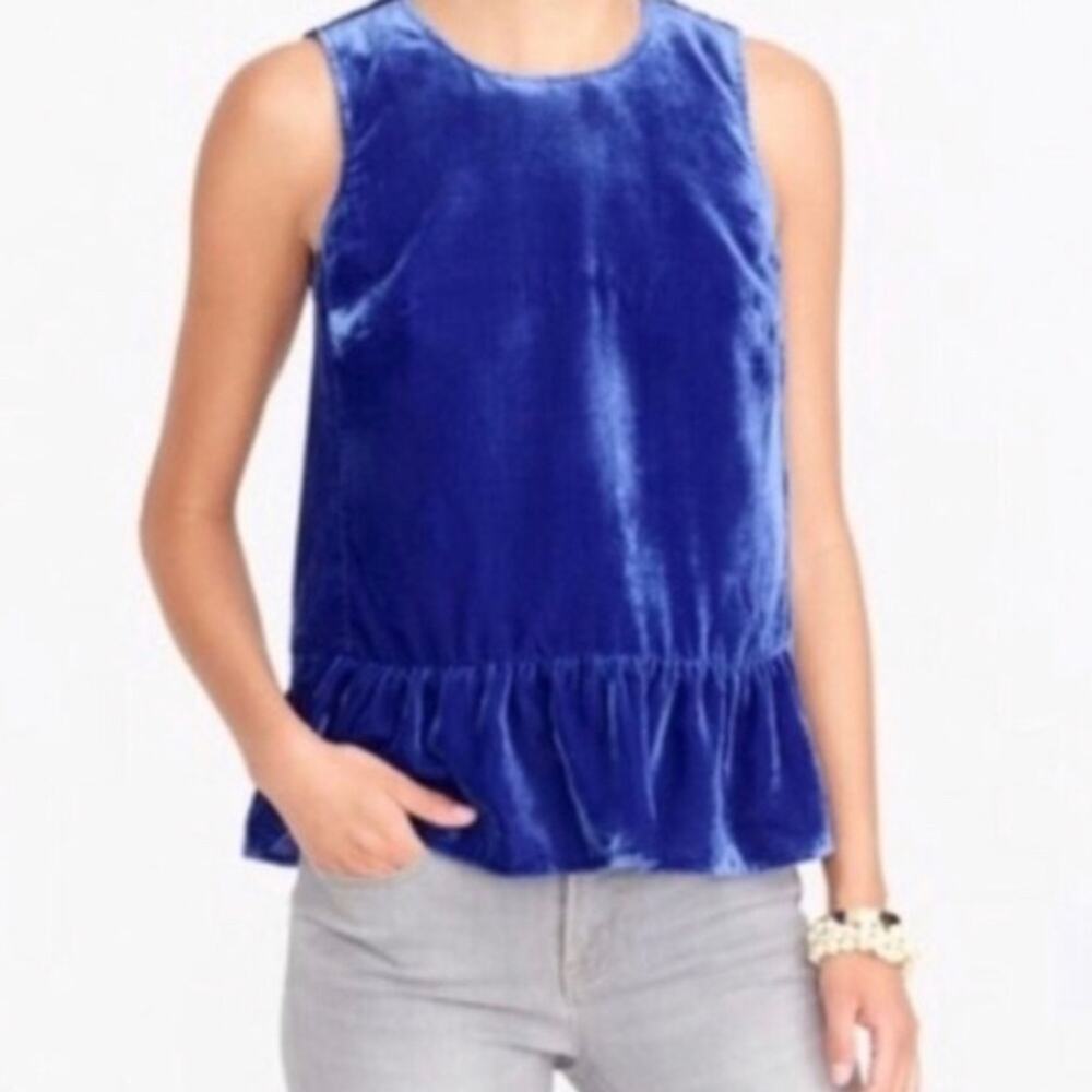 J. Crew Drapey Velvet‎ Peplum Sleeveless Top.